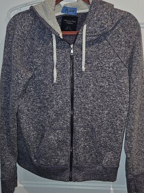 American Eagle Outfitters Men’s Heathered Purple Full-Zip Sherpa Hoodie
